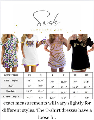 Mardi Gras Plaid Stripes Sequin T-Shirt Dress