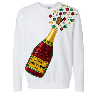 Christmas sweatshirt with a sequin champagne bottle design joyuex noel