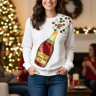 Champagne bottle Christmas sweater