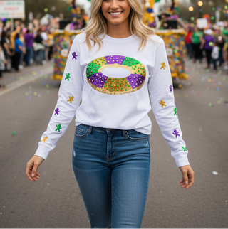 sequin king cake mardi gras shirt