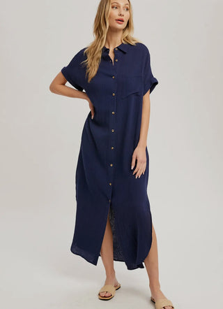 Button Up Maxi Shirt Dress 