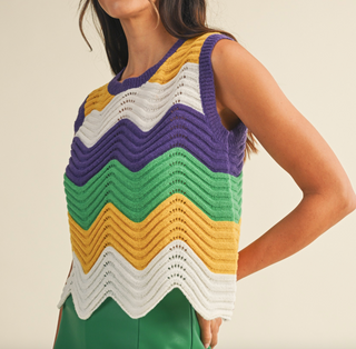 Mardi Gras  Wave Pattern Tank