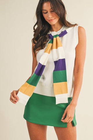 Mardi Gras  Shawl Style Sweater Tank