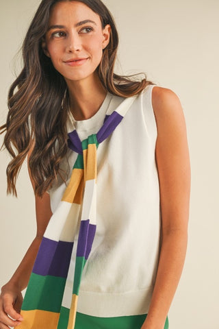 Mardi Gras  Shawl Style Sweater Tank