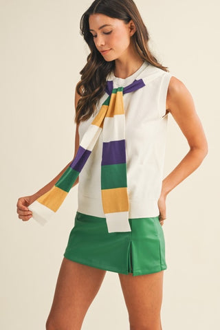 Mardi Gras  Shawl Style Sweater Tank