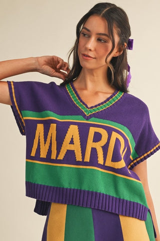Mardi Gras Varsity Two Piece Skirt Set