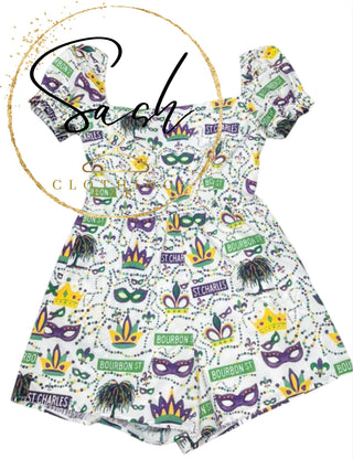 Mardi Gras Print Romper