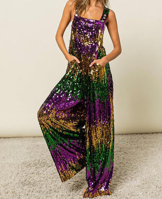 Mardi Gras Sequin Overalls 