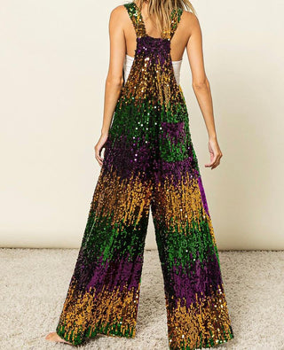 Mardi Gras Sequin Overalls 