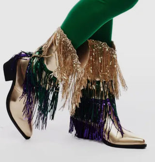 Fringe Mardi Gras boots