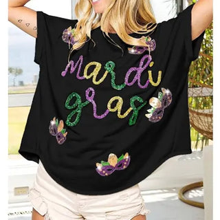 Mardi Gras tinsel front Mask Shirt