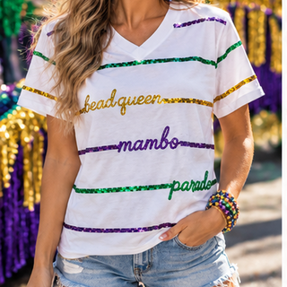 Sequin Lines Bead Queen Mambo Shirt