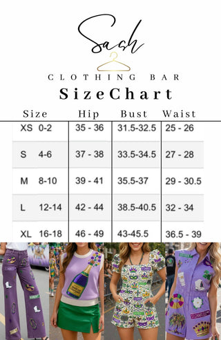 La Weezy Ana Mardi Gras Sequin Short Sleeve Top -