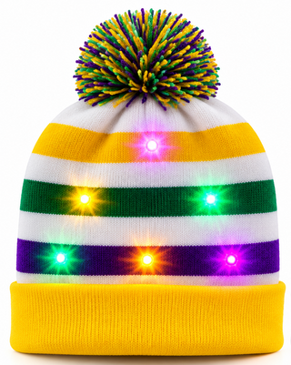 mardi gras light up beanie