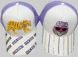Geaux Tigers Purple and Yellow Sequin Baseball Hat