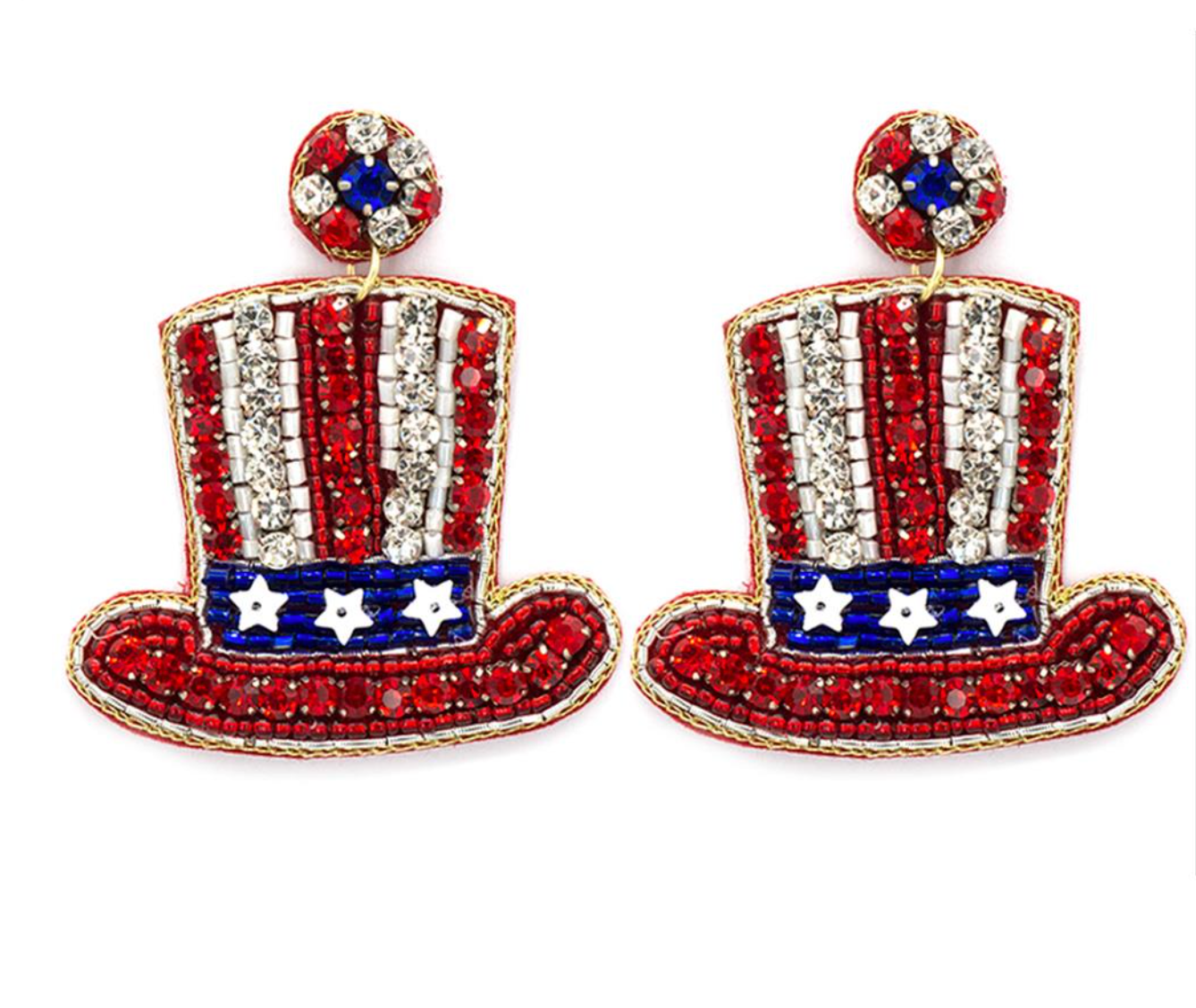 Americana Rhinestone Hat Earrings