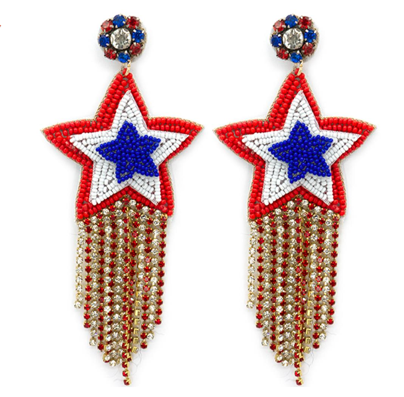 Fourth of July American Fringe Earrings