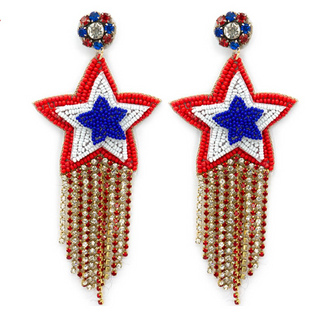 Fourth of July American Fringe Earrings 