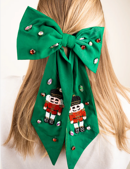 Nutcracker Christmas Jeweled Hair Bow