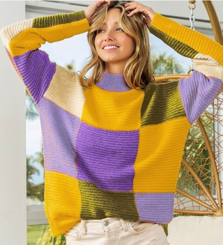 Color Blocks Mock neck sweater 