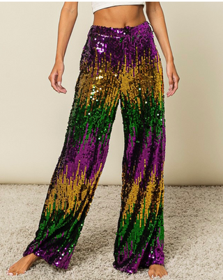 Mardi Gras Sequin wide leg Pants 