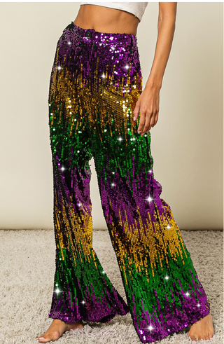 Mardi Gras Sequin wide leg Pants 