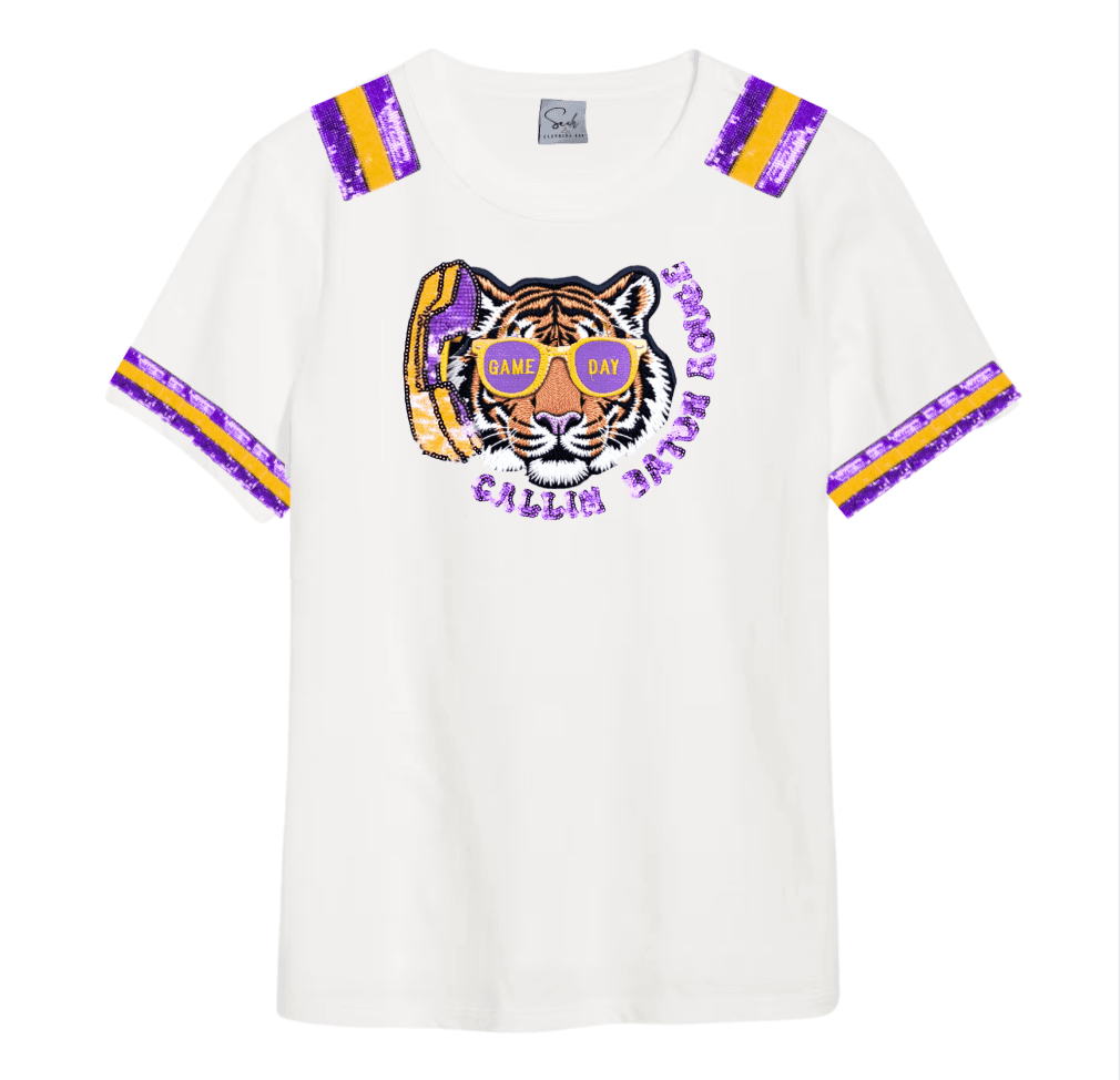Callin Baton Rouge Sequin Tiger T-Shirt – SASH Clothing Bar