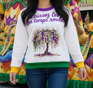 Laissez Les Bon Temps Rouler Mardi Gras Sequin Sweater
