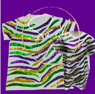 Mardi Gras Tiger Stripe Sequin T-Shirt