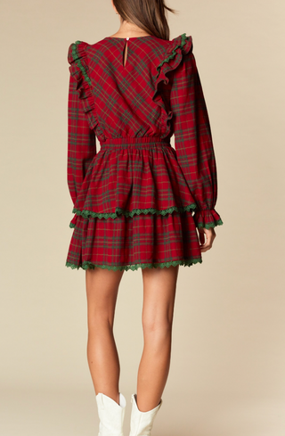 Holiday Ruffle Plaid Mini Dress