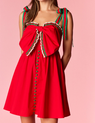 Christmas Bow Trim Dress