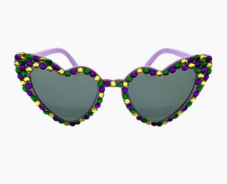 Heart Shaped Mardi Gras Bling Sunglasses