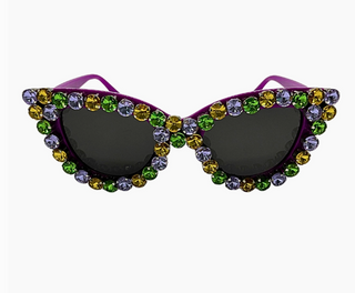 Mardi Gras Purple Cat-Eye Rhinestone Glasses