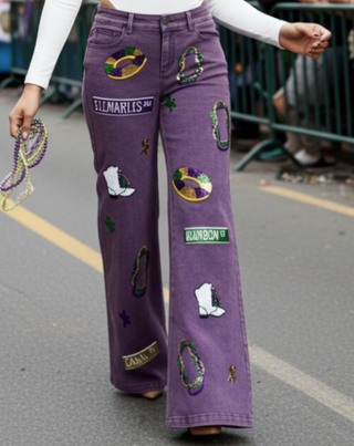 mardi gras jeans with sequin