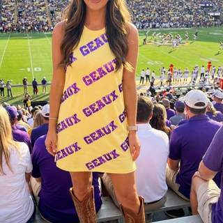 Sequin geaux lsu tigers tank dress
