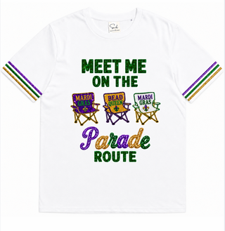 Mardi Gras Meet me on The Parade Route Sequin T-Shirt