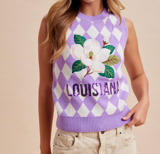 Mardi Gras Magnolia Embroidery Sweater