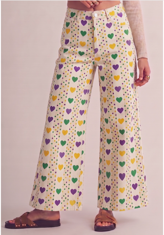 Mardi Gras Polka Dot and Hearts Pants