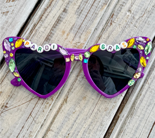 Mardi Gras Cat eye Jeweled Sunglasses