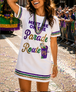 Mardi Gras Meet me On the Parade Route Sequin Dress