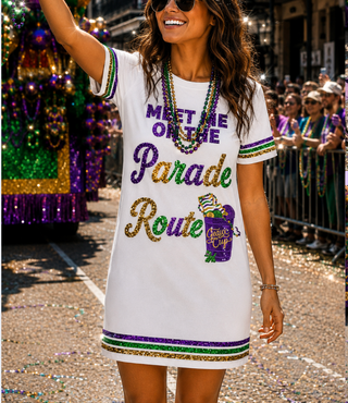 Mardi Gras Meet me On the Parade Route Sequin Dress