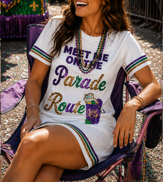 Mardi Gras Meet me On the Parade Route Sequin Dress