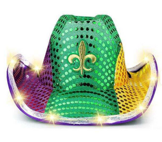 Light up Mardi Gras Cowboy Hats Set of 25