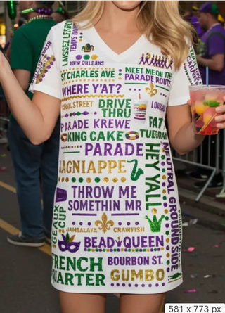 Mardi Gras Lagniappe Sequin T-Shirt Dress