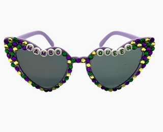 Mardi Gras Heart Shaped Mambo Queen Sunglasses