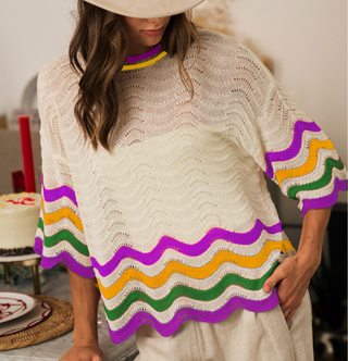 Mardi Gras Knitted Loose Fit Top