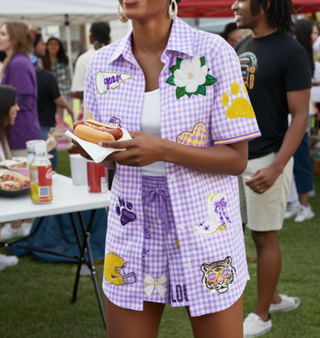 Tigers Gingham Game Day 2 Piece set -
