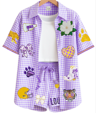 Tigers Gingham Game Day 2 Piece set -