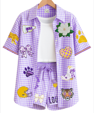 Tigers Gingham Game Day 2 Piece set -