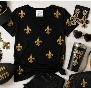 Saints Game Day Sequin Fleur De Lis Shirt